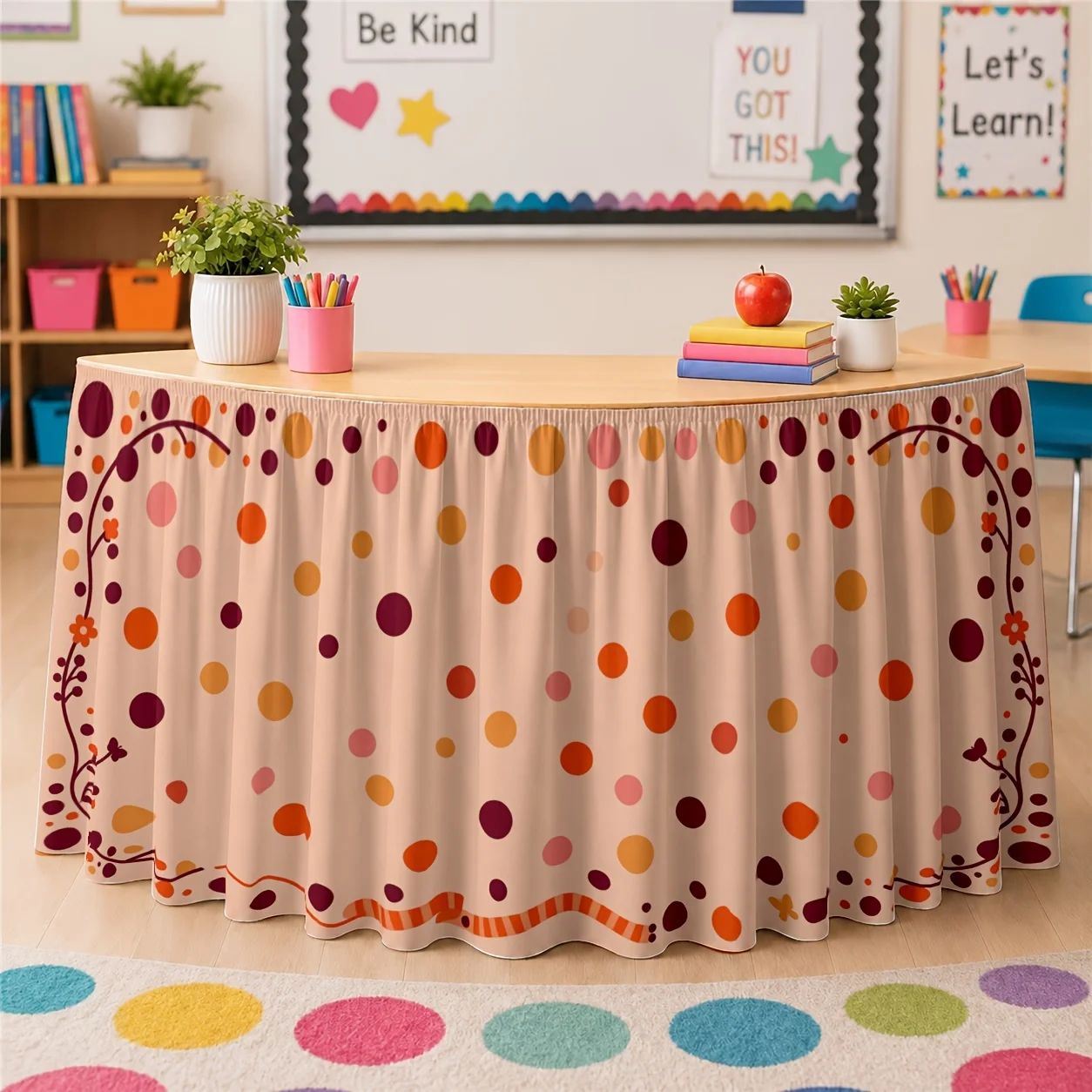 1 piece table skirt printing pattern polyester autumn warm and comfortable decorative flower embellishment edge design
