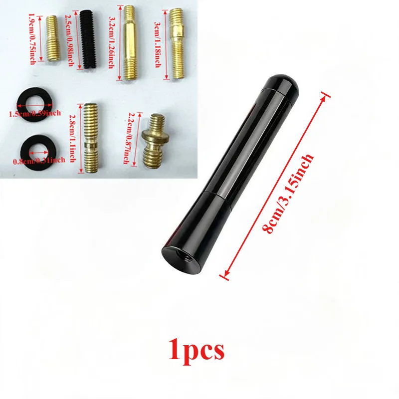 1pcs 8cm carbon fiber black radio antenna car decorative strip ABS (with 6 screws). For Ford Raptor F150 Jeep Grand Cherokee