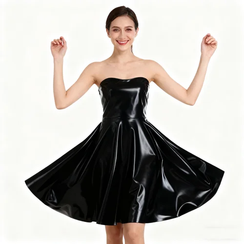 اللاتكس المطاط Catsuit حفلة تنكرية اليدوية مخصص تأثيري البدلة أزياء حزب فستان سهرة مثير، فستان بلا حمالات #1