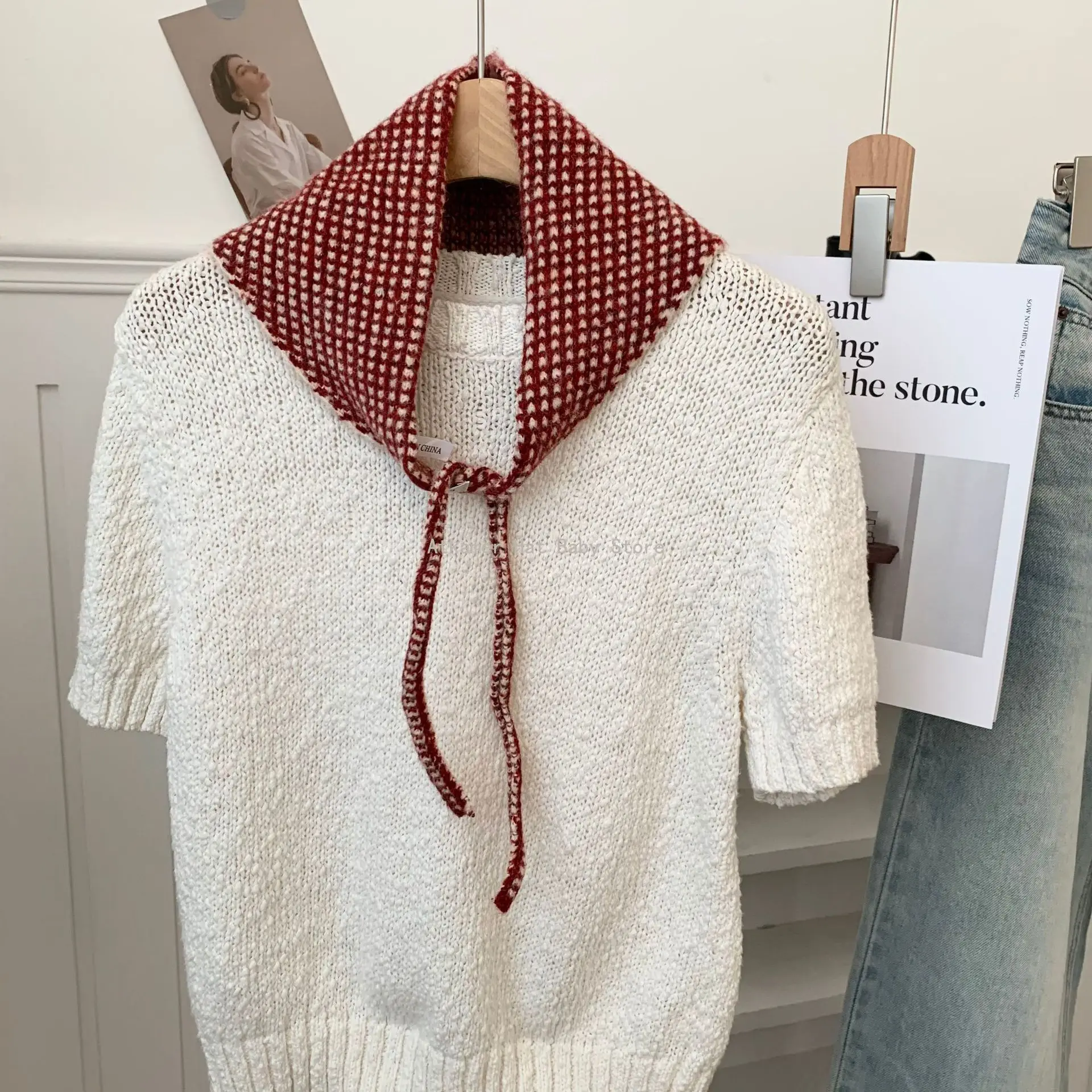 

Korea Style Knitted Triangular Binder Scarf Fashionable Hot Girl Bandage Dress Fart Curtain Waist Scarf Matching Headdress