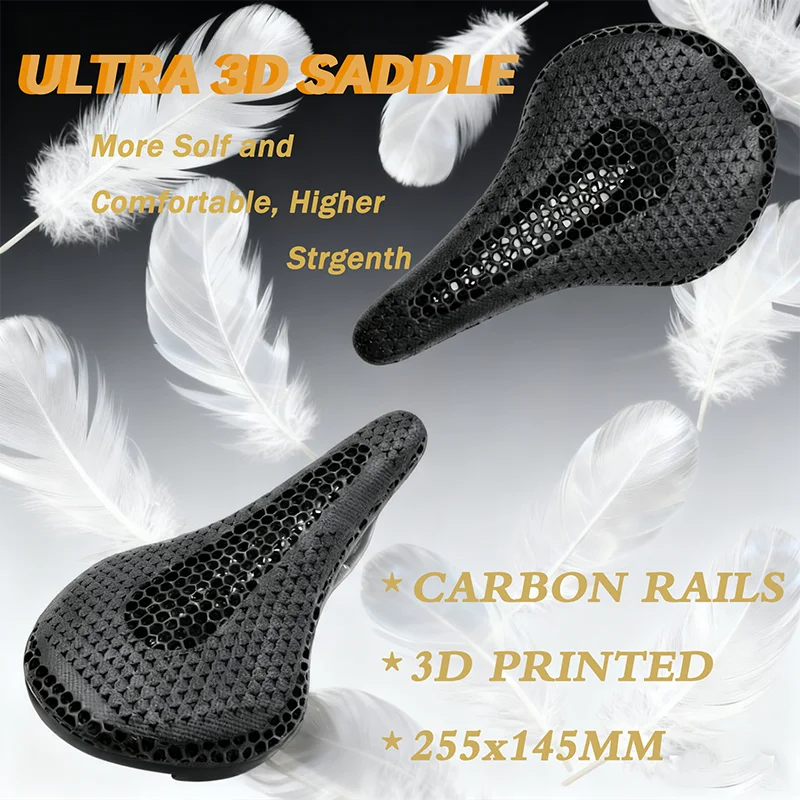 

ULL 3D Printed Ultralight 189g T1000 high-carbon 145*255MM Bike Saddle mountain,Gravel and road Bicycle seat, bike accessories