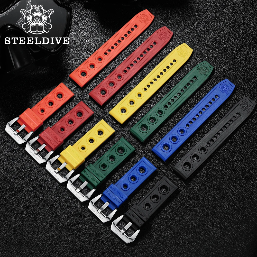 STEELDIVE-Correa de reloj automática, repuesto de correas de reloj automático de 22mm, pulseras de relojes de buceo azul, correa de 20/22mm