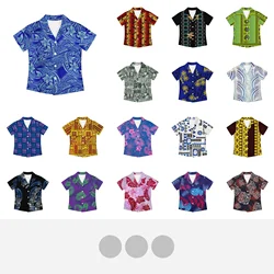 Polynesian Tribal Samoan Totem Tattoo Samoa Prints Turn Down Collar Formal Dress Boys Shirts Short Sleeve Wedding Children Shirt