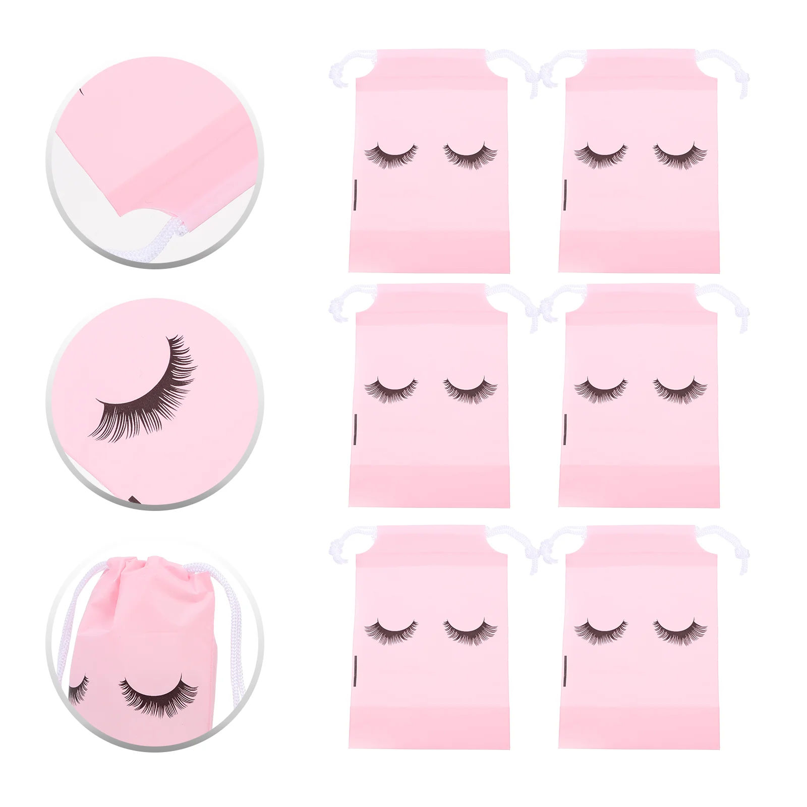 50 Pcs Beam Storage Bag Travel Toiletry Drawstring Makeup Organizer Pink Waterproof Eyelash Portable Cosmetics