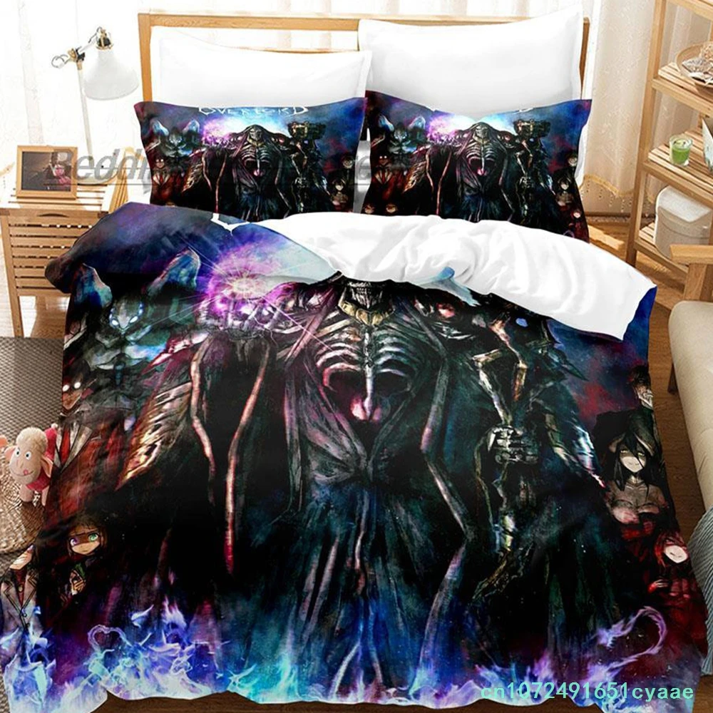 OVERLORD Bedding Set Single Twin Full Queen King Size Bed Set Aldult Kid Bedroom Duvetcover Sets 3D Print Skeleton Anime 2022