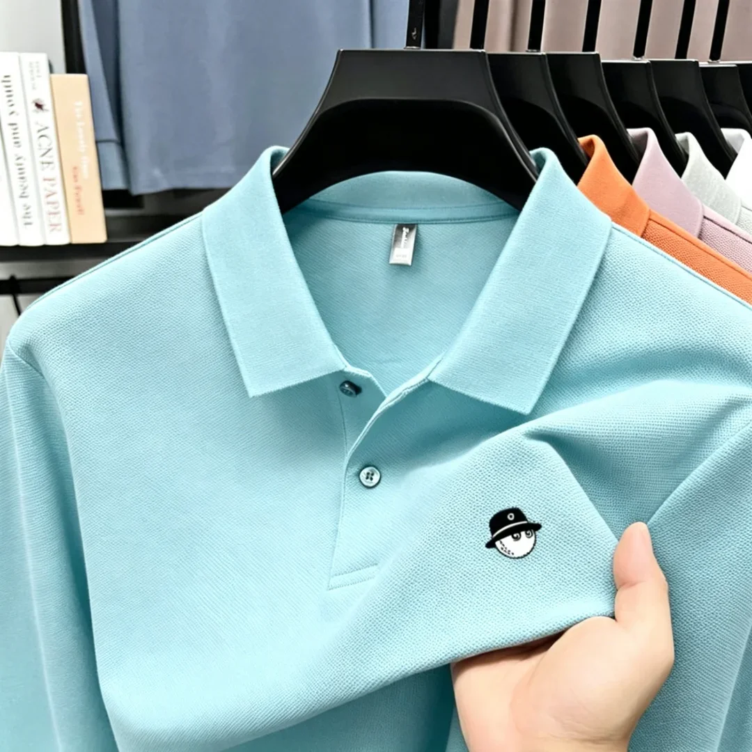 Herren Sommer Kurzarm Golf Poloshirt mit Kragen, einfarbig, atmungsaktiv, für Büro, Sport, Freizeit, hochwertige Herrenbekleidung – Detail 15