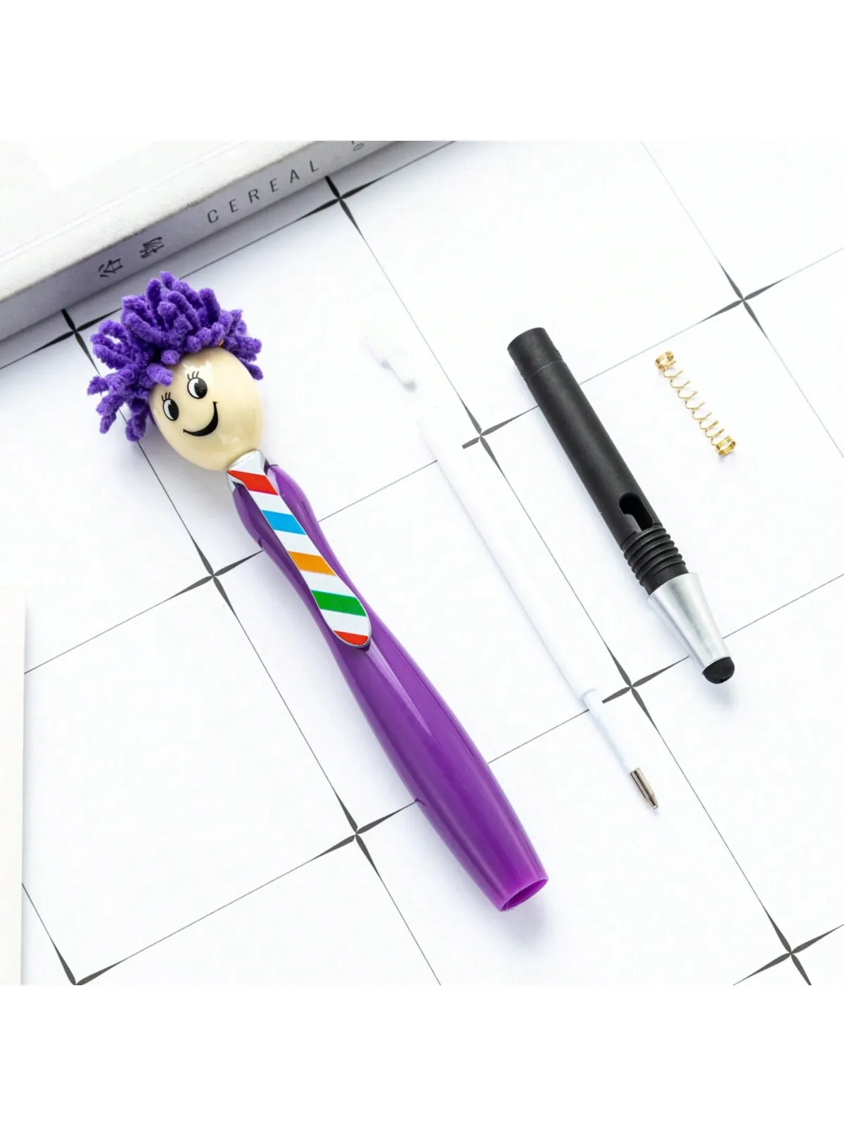 Individueller Niedlicher Plüschpuppen-Kopf Kugelschreiber 3D Cartoon Smiley Touchscreen-Stylus Geschenkstift – Detail 6