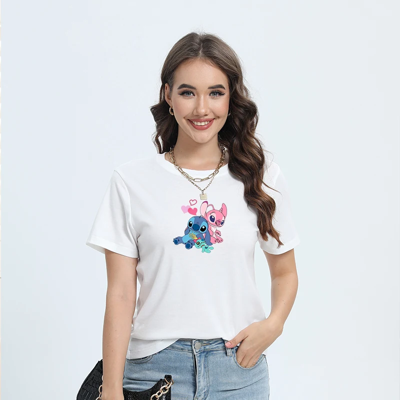 Ladies Tops Disney Cute  2025 New Clothing Print Lady Cropped Casual T-Shirt Fashion Ladies Wear Women's sumer clothes