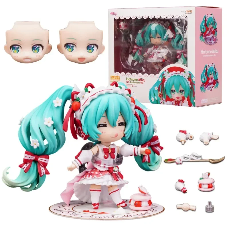 

11cm HATSUNE MIKU Anime Figure 15th Anniversary #1939 OB11 Strawberry Cake PVC Action Figure Doll Collection Model Toys Gift