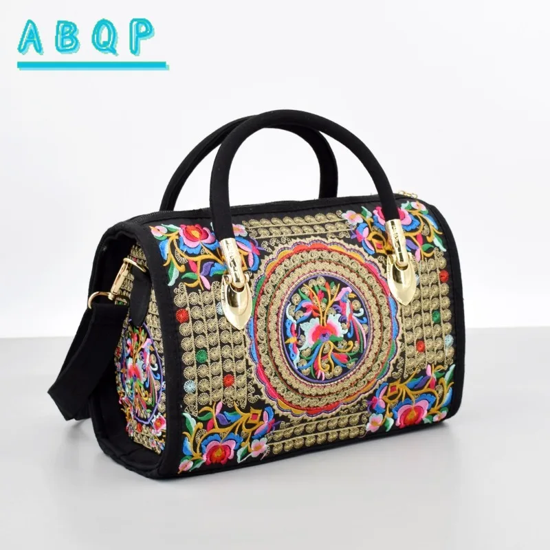 

Ladies Shoulder Bag Vintage Embroidered Boston Bags Retro Bohemian Tote Bag Women's Ethnic Style Handbag Purse