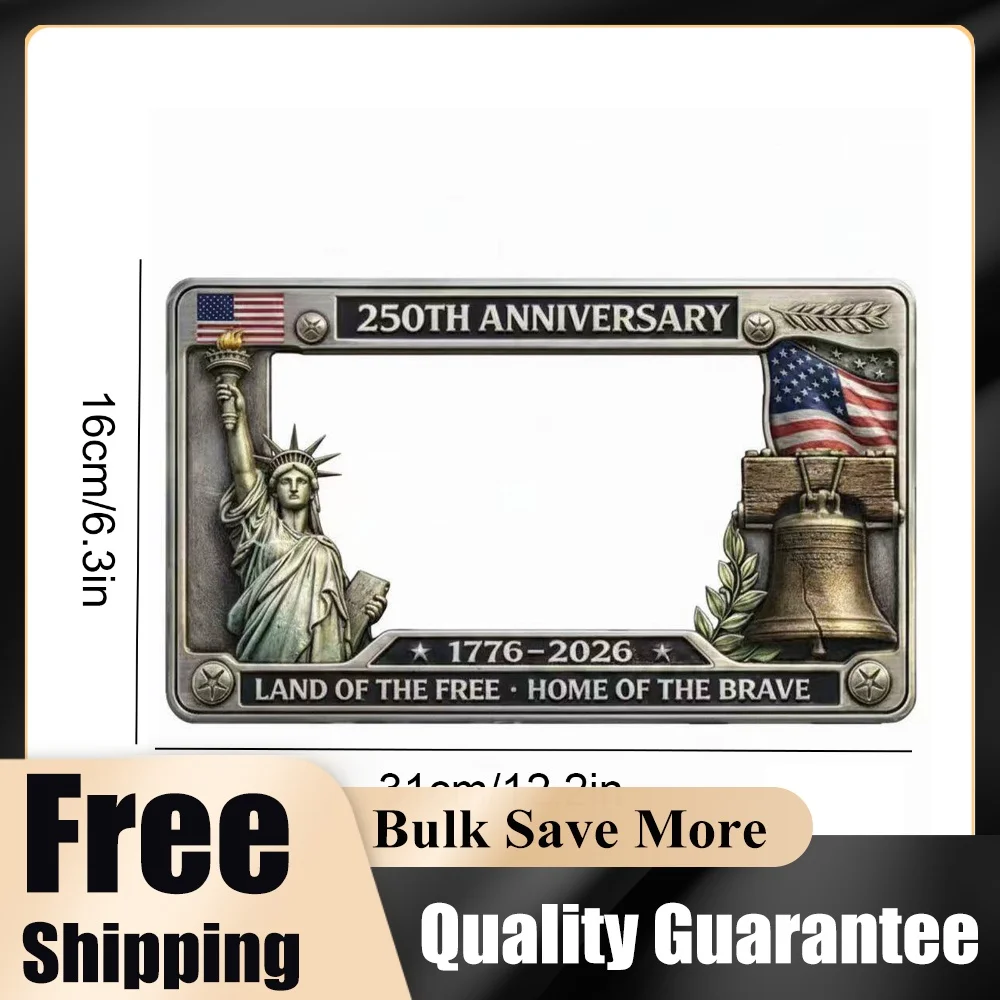 250th Anniversary License Plate Frame Weather Resistant Standard Vehicle Plates Accessory Car Tag Holder for Cars Decoration