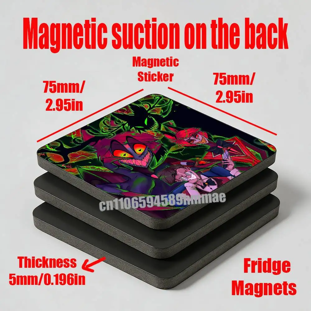 For Alastor H-Hazbin Hotel Fridge Magnets Freezer Metal Cabinet Custom Refrigerator Magnetic Card Case