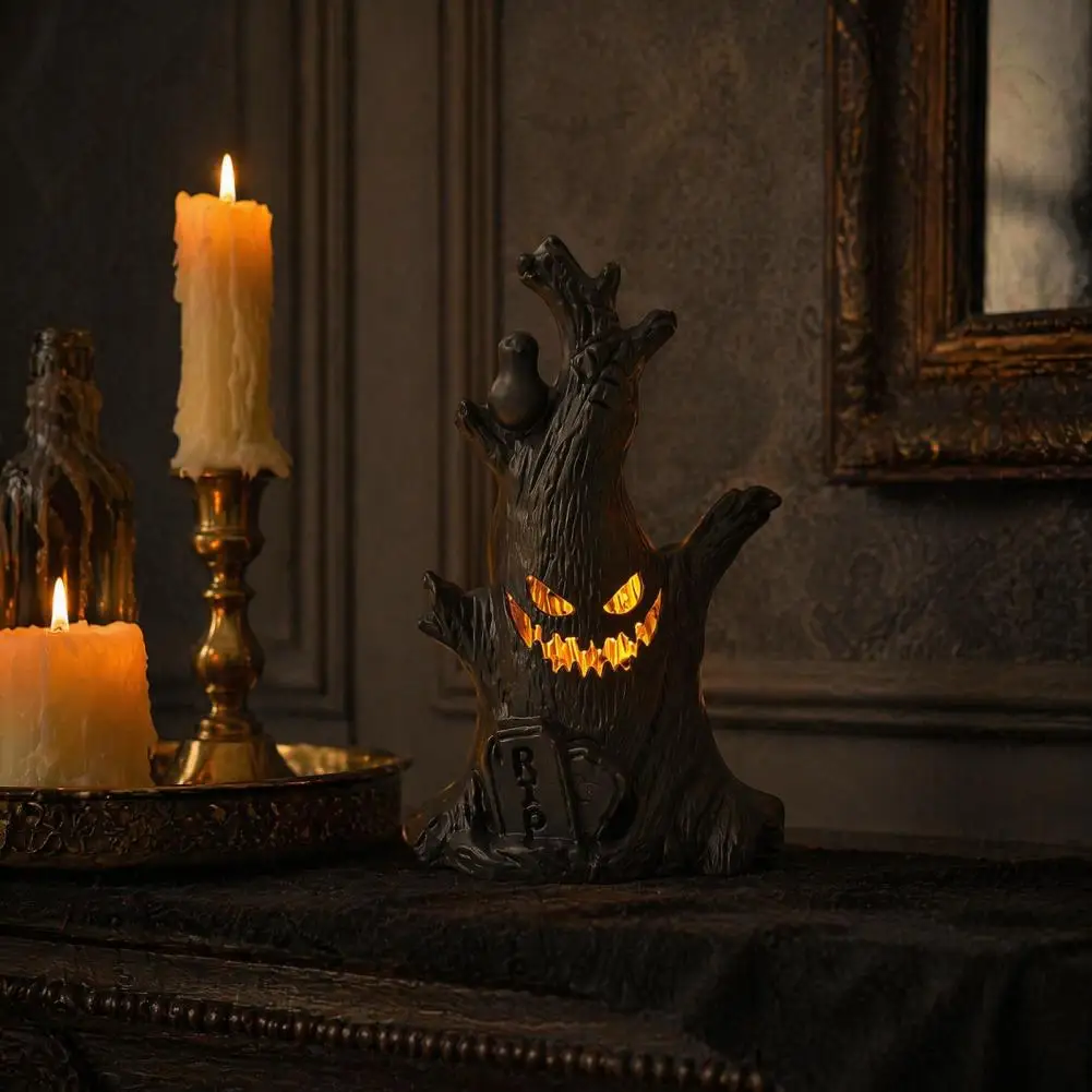 Halloween Ghost Tree Decor Halloween Tree Decorations with Led Night Lights Fall Tiered Tray Decor Haunted for Indoor for Party