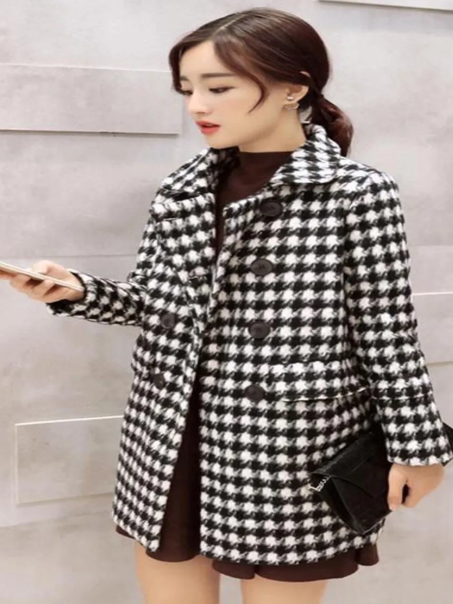 faionable-tweed-coat-autumn-winter-double-breasted-midi-length-bla-white-cheered-korean-sle-woolen-coat-with-kets