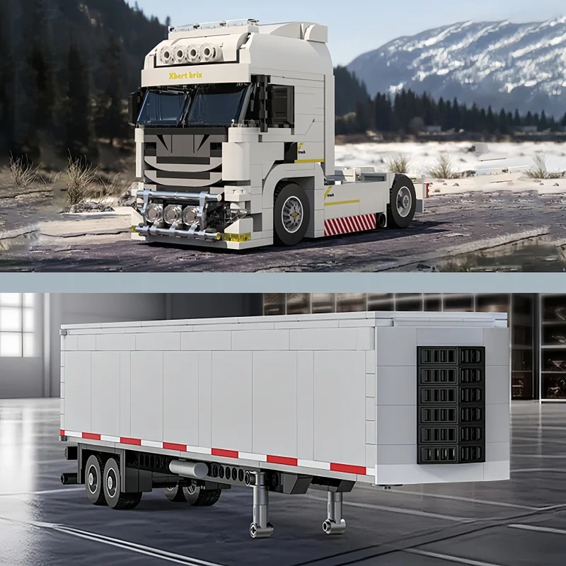 

KNEW BUILT Europe Truck with Container Building Blocks-Ideal Traffic Toy for Boys,Educational DIY Puzzle & Perfect Gift for Kids