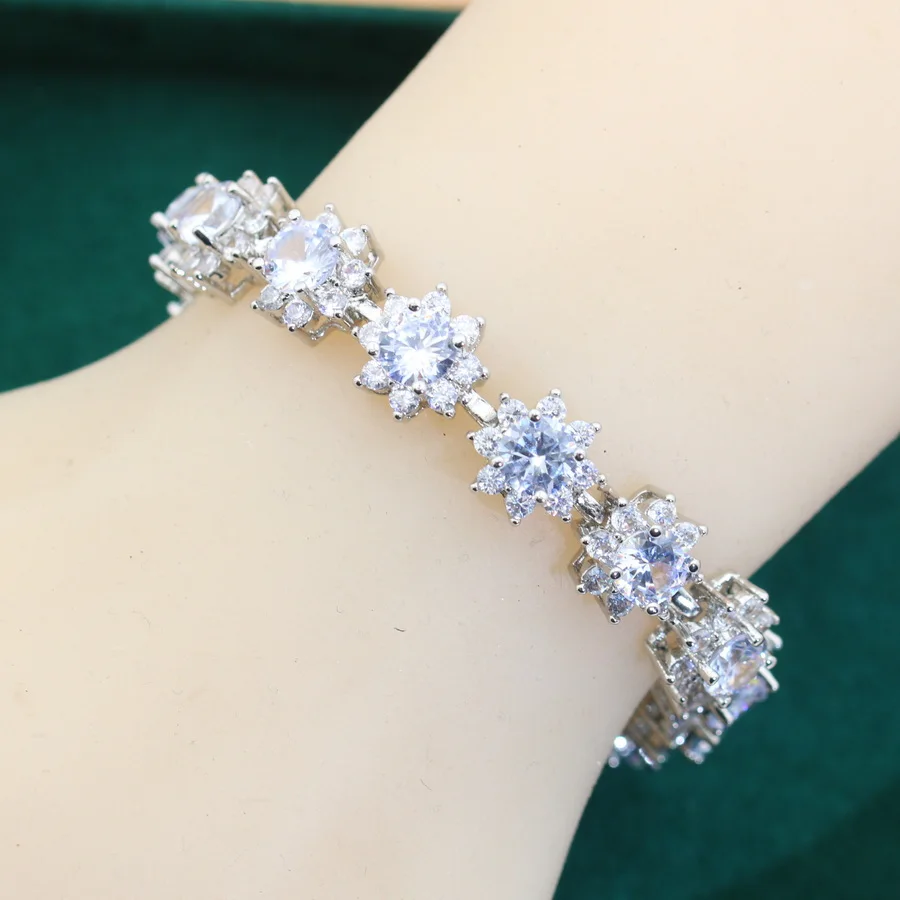 luxury More Color Zirconia Bracelet 925 Silver Wedding Jewelry Gift for Women