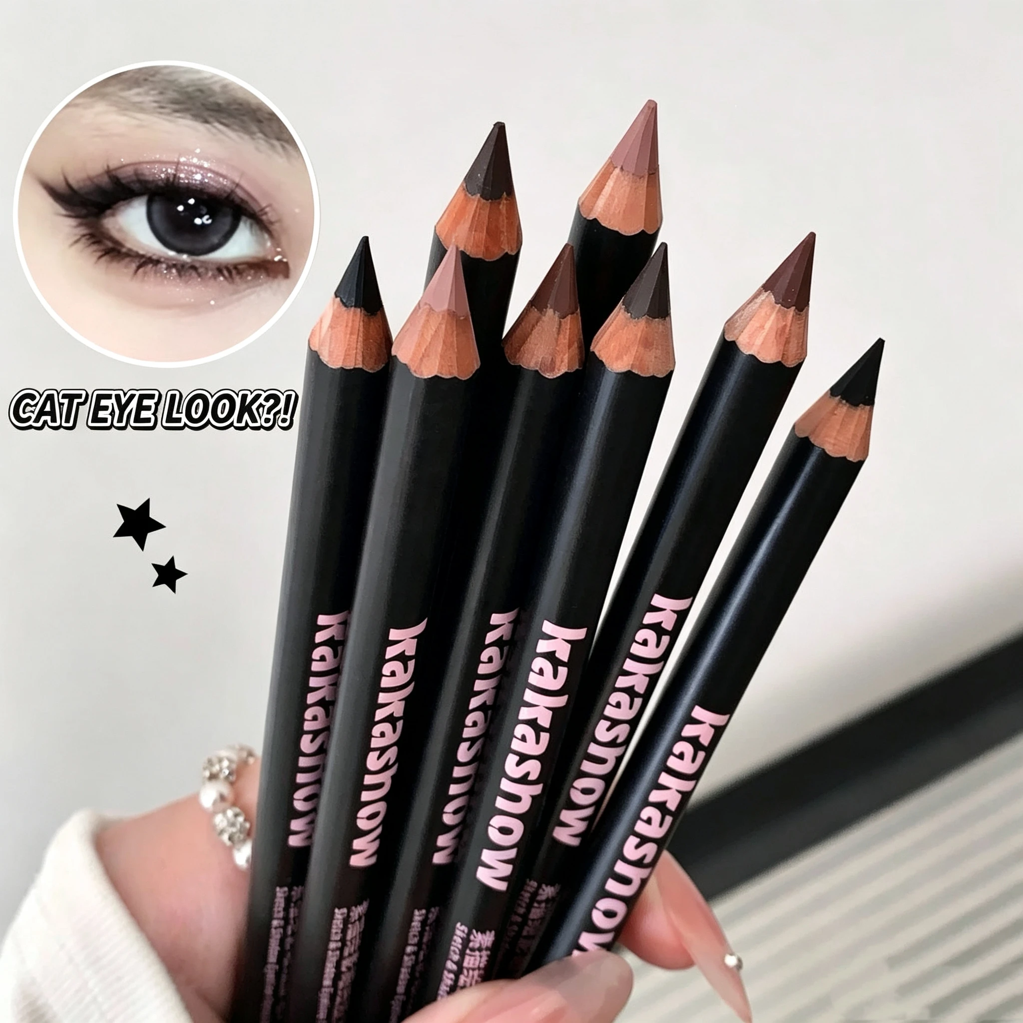 Kakashow Sketch Gel Eyeliner Pencil Smooth Color Payoff Waterproof Long Lasting Cat Eye Liner for Newbies