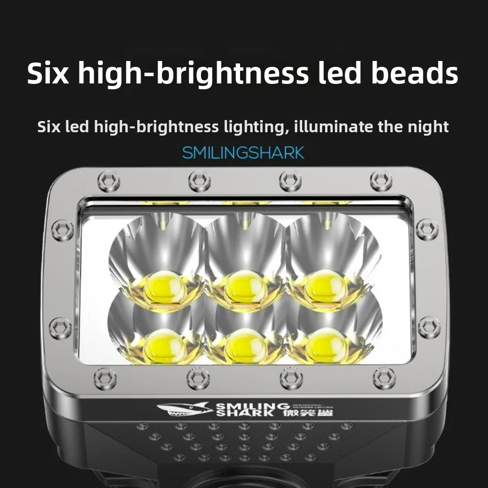 Portable Super Bright LED Flashlight with 6 Lamp Beads Long Shot 4-Gear Dimming Mode Power Display High Lumen Handheld Torch