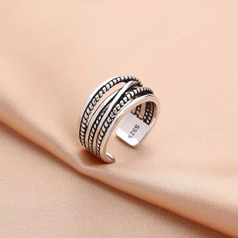 925 Sterling Silver Rings for Women Men Couple Minimalist Handmade Simple Interware line Ring Party Jewelry Gift Prevent Allergy