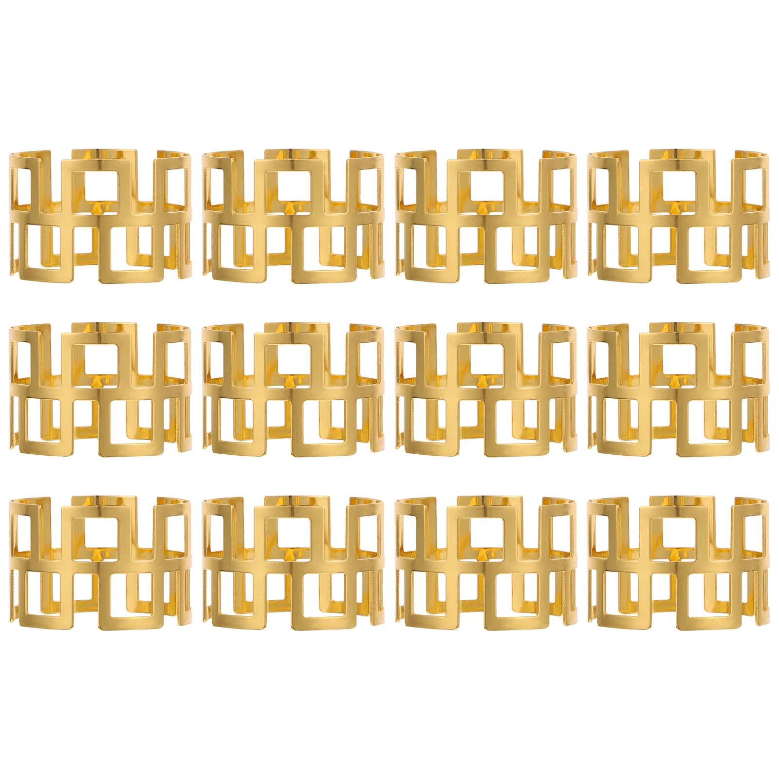

12 Pcs Hollow Metal Iron Napkin Decorative Holders Unique Creative Buckle Elegant Table Setting Party Gifts