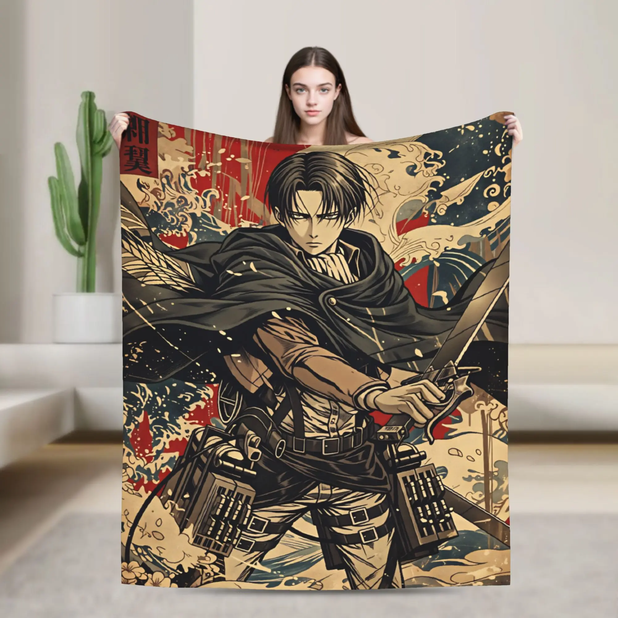 Attack On Titan Super Warm Blanket  Camping Plush Throw Blanket Pattern Home Decor Flannel Bedspread Sofa Bed Cover