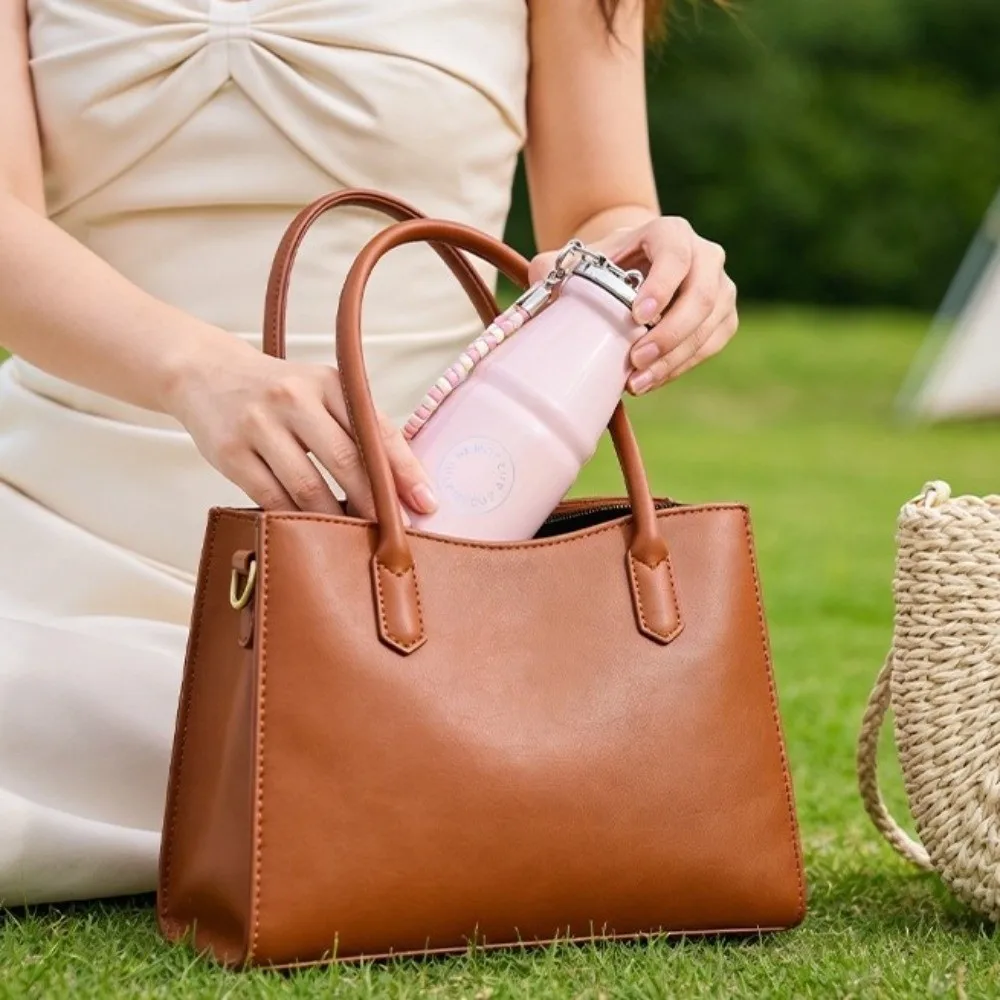 280ML Milk Coffee Cup Leak Proof Macaron Color Portable Thermal Cup with Hanging Chain Vacuum Cup Outdoor Activities