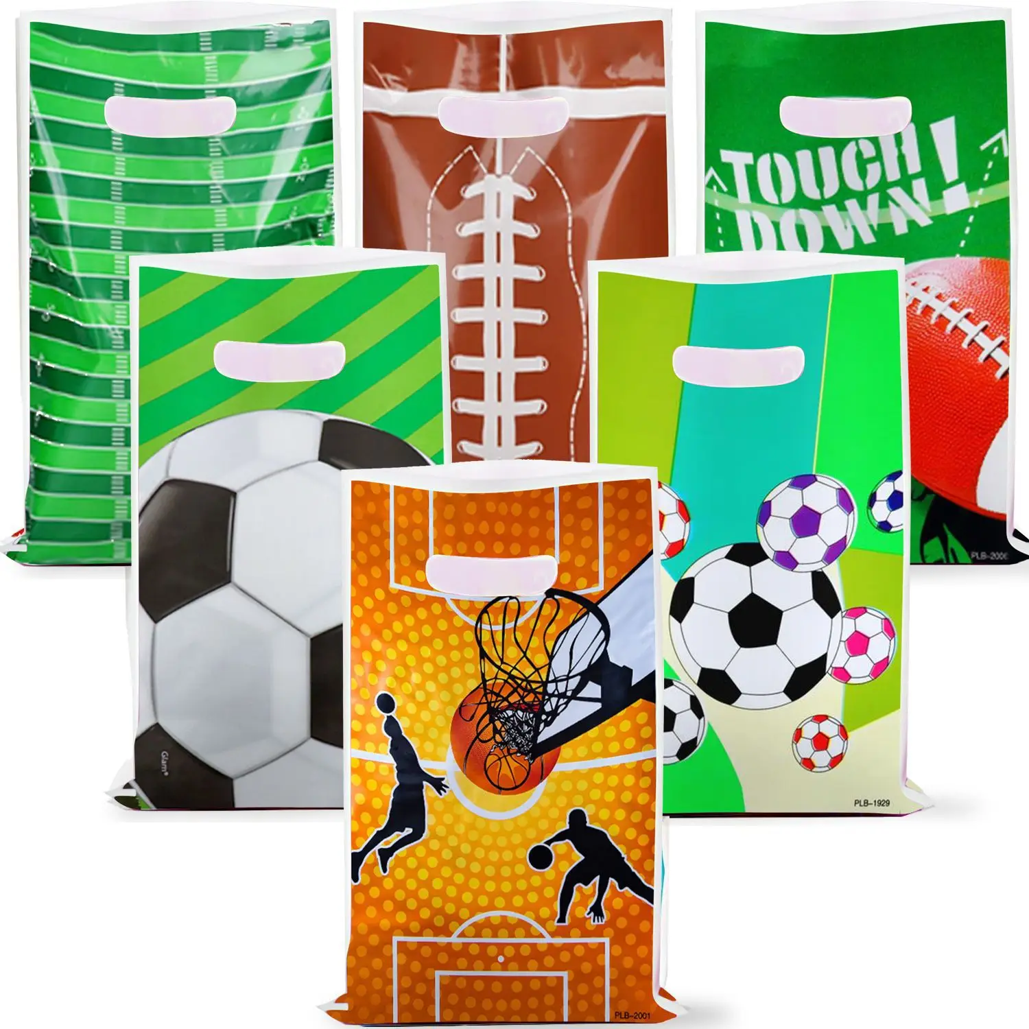 Happy Birthday Party Football Basketball Rugby Theme Candy Surprise Plastic Decorations Events Gifts Goodie Loot Bag 10pcs/lot