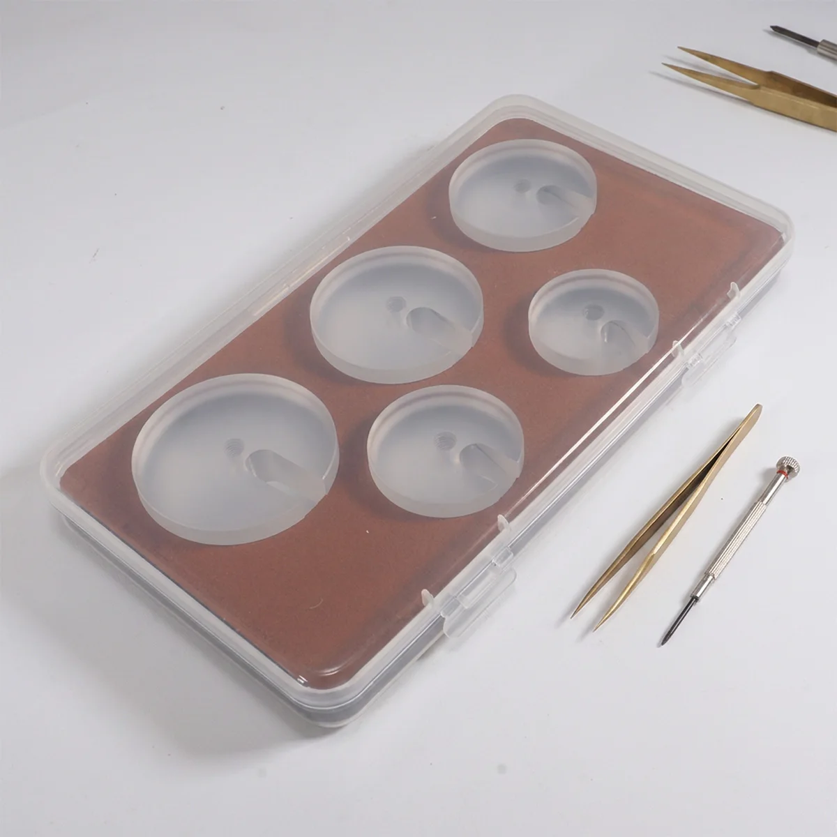 5pcs/box Assort Size Watch Crystal Pressing Die Watch Repair Tool Watch Glass Press Dies Set Watch Repair Accessories