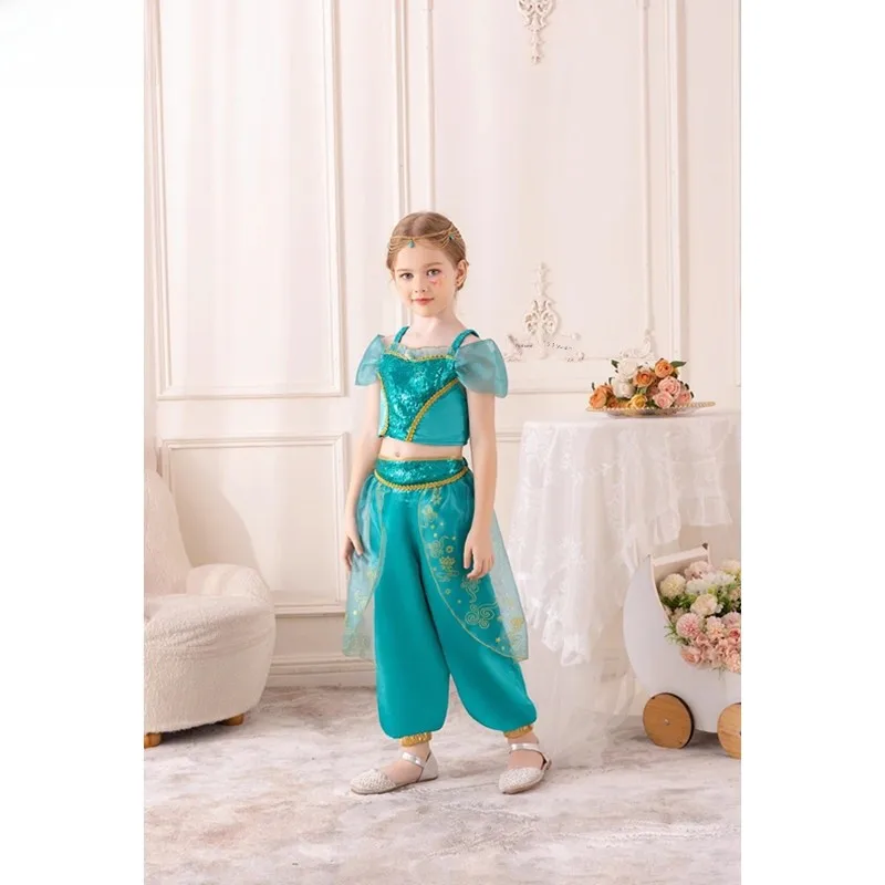 

Мандала принц Хэллоуин сценический костюм детский топ и бот комплект принцесс жасмина наряд полиэфирное волокно