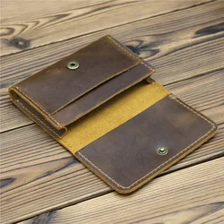 1pc Men's Genuine Leather Business Card Holder, Credit Card Case Small Card ID Holder