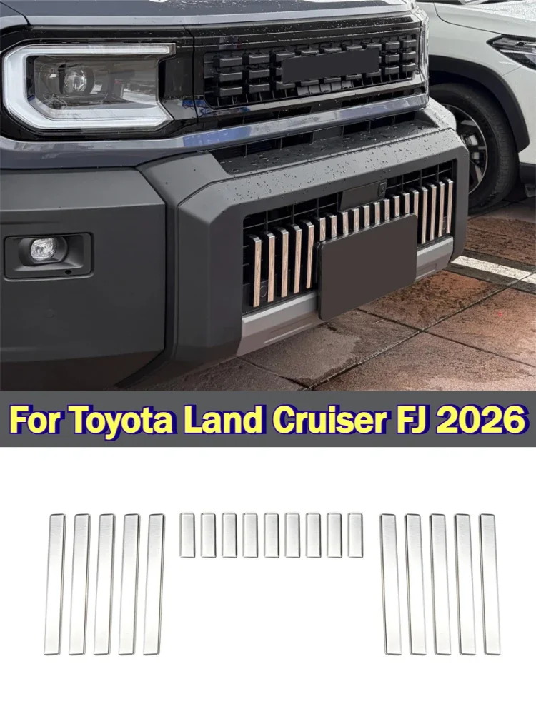 Car Front Grille Lower Decorative Sequin Bright Strips Stainless Steel Grille Mesh Trim Modified For Toyota Land Cruiser FJ 2026