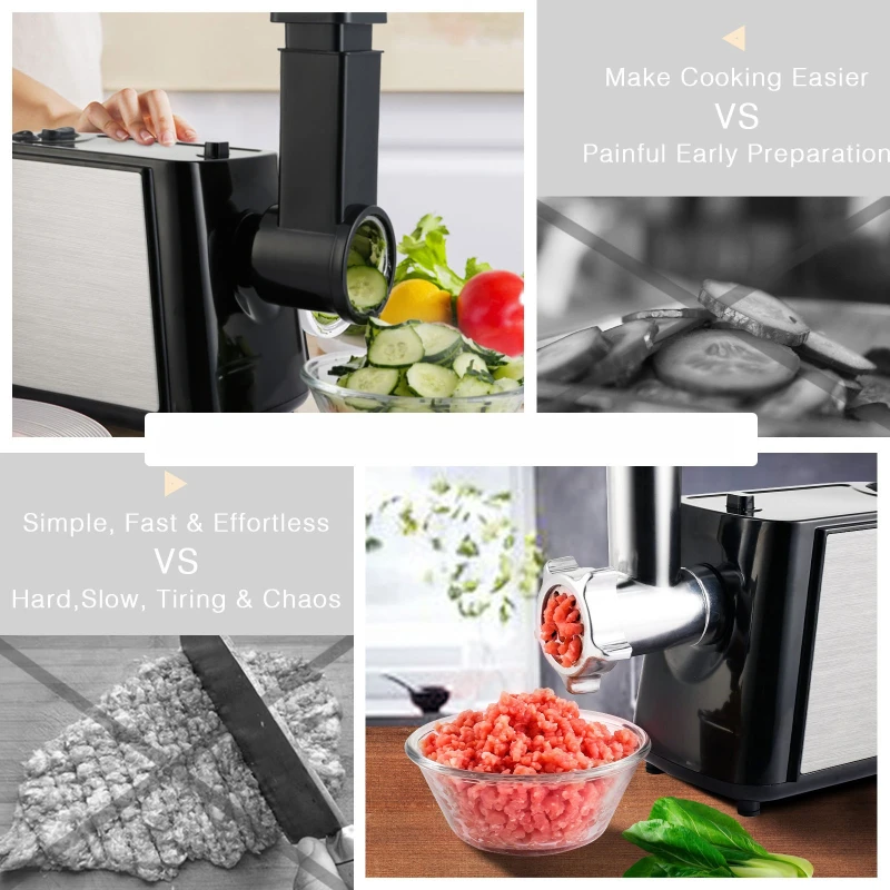 Automatic Sausage Stuffer with Copper Motor, Heavy-Duty Meat Grinder for Home/Commercial Use, Detachable Parts for Quick Wash