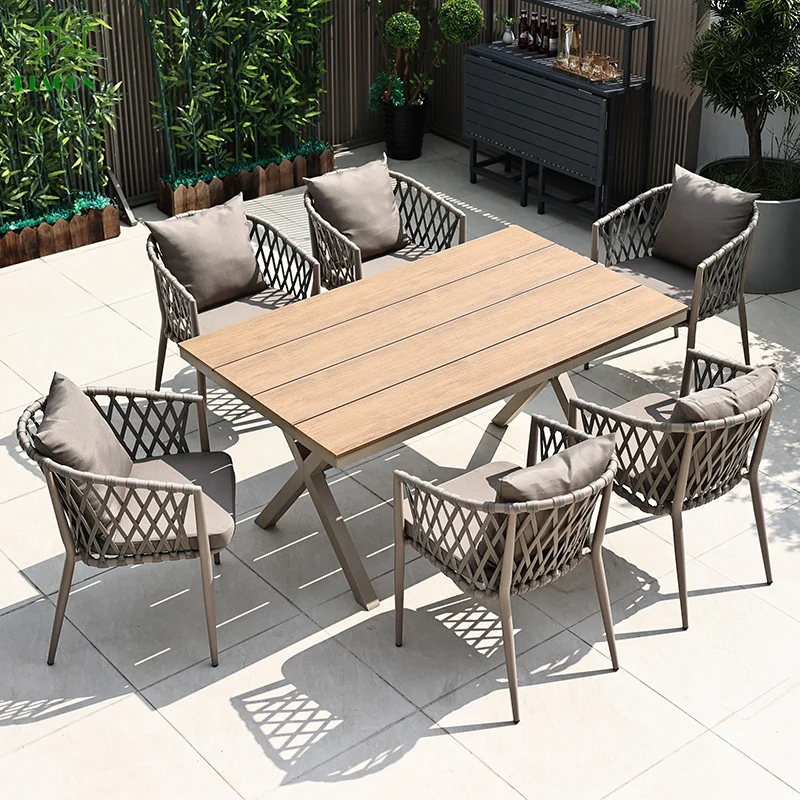 

Nordic Patio Dinning Set Luxury Modern Garden Restaurant Simple Contemporary Dining Table Set with 4 6 Chairs