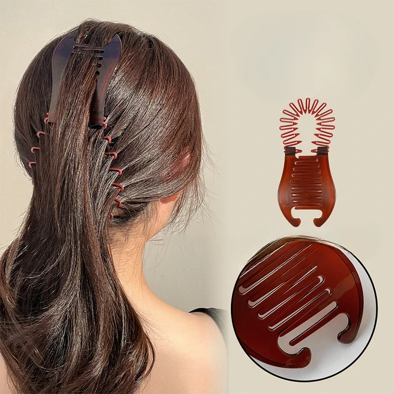 Hair Claw for Women Hair Braids Comb Banana Barrettes Clip Hair Riser Claw Styling Accessories Fashion Plastic Flexible Headwear