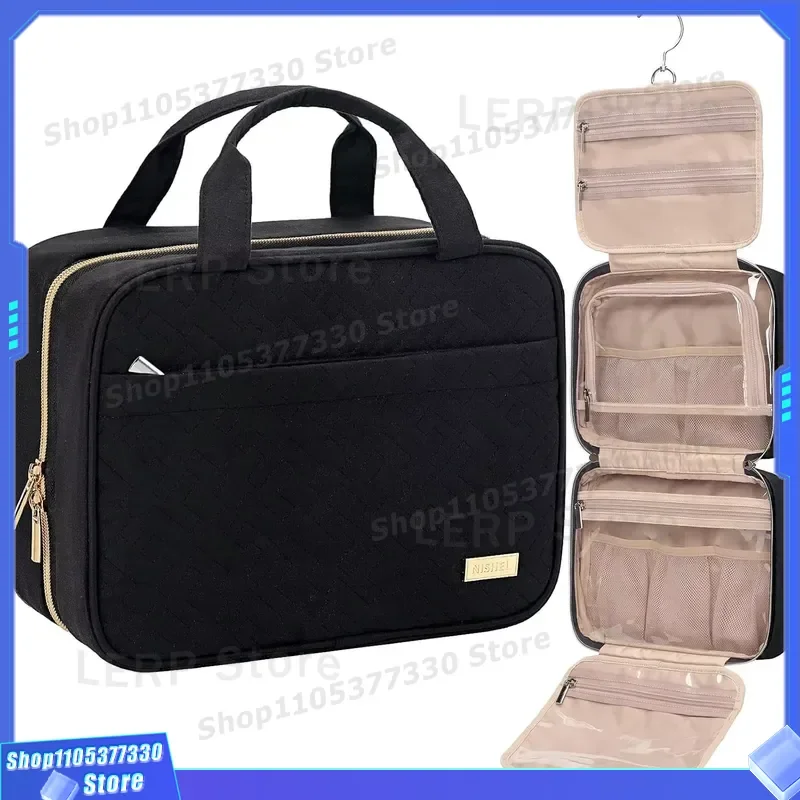 Portable Hanging Travel Wash Bag for Women Cosmetic Toiletry Organizer Storage Pouch for Shampoo Conditioner Brush Set Women