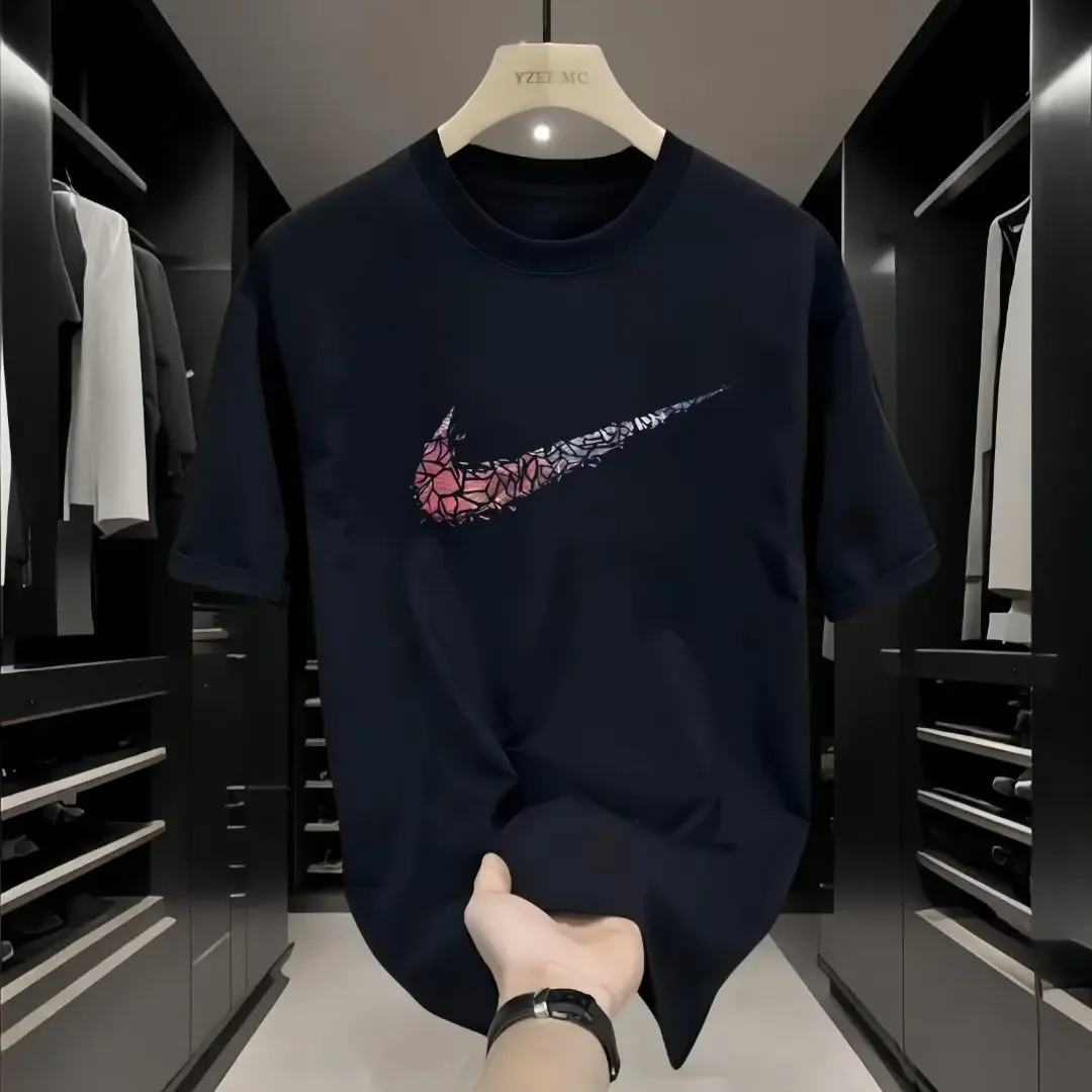 صيف جديد نمط إلكتروني طباعة قصيرة الأكمام تي شيرت الحليب الحرير جولة الرقبة سليم صالح سريعة الجافة الرياضة الأعلى العصرية تي شيرت للرجال #4