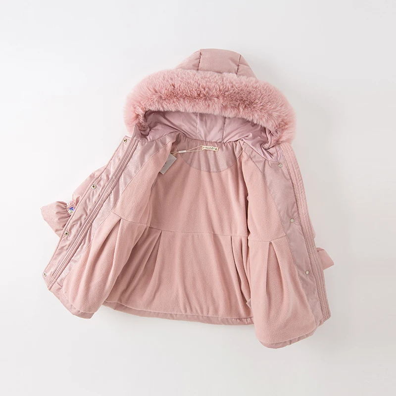 ديف بيلا الأطفال شتاء دافئ بطة أسفل سترة سترة الفتيات مقنعين يندبروف رشاقته ملابس خارجية الاطفال معطف الملابس DBK4226013 #3