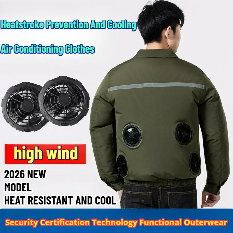 

4 Fan Jacket Set Men Summer Air Conditioning Cooling Clothes Fishing Work Heat Protection Refrigeration Camo Outerwear Workwear