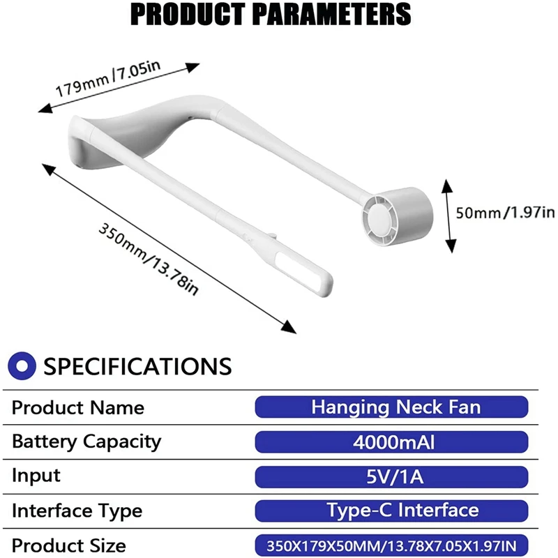Przenośna szyjka wentylator nocny z lekkim wentylatorem 4000Mah szyi, przenośnym akumulatorem