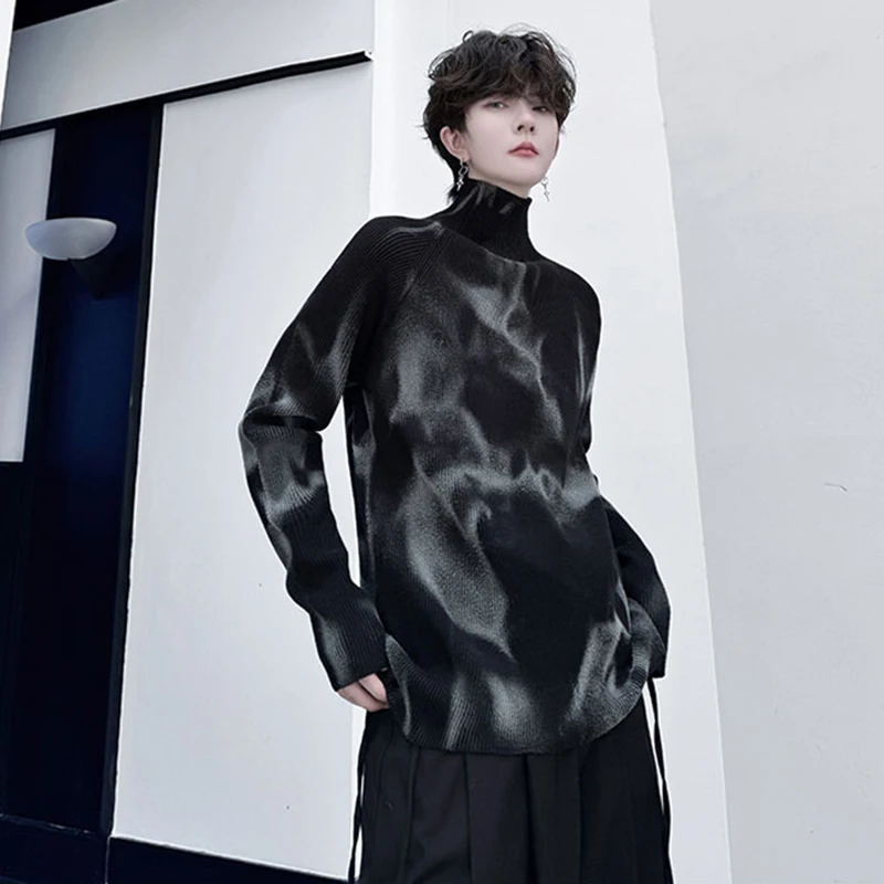 LUZHEN 2025 الخريف الشتاء موضة التعادل مصبوغ نمط محبوك الياقة المدورة الرجال الأصلي وسيم الشارع الشهير الأصلي سترة JY4446 #4