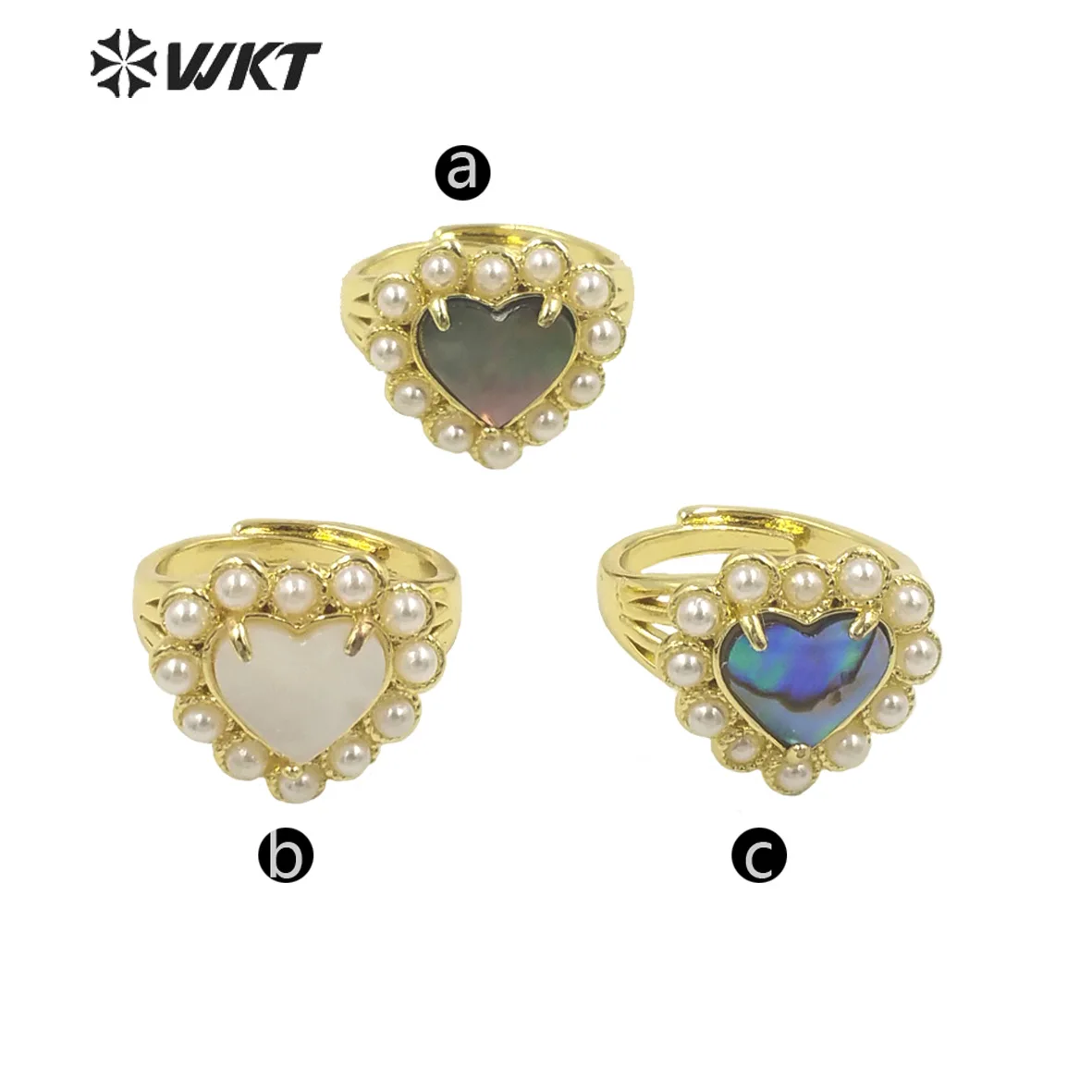

WT-MPR081 Wholesale Newest Design Boho 18K Real Gold Plated Heart Shell Girl Ring For Friend Gift In Adjustable Size