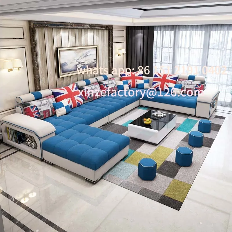 

Customizable Room Sectional Sofa U Shape 7 Seater Fabric Couch Luxury Sofa Set Multifunctional Corner Sofa With US