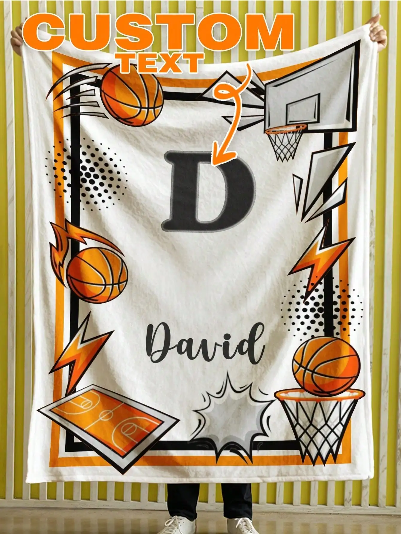 1pc Custom Basketball Blanket Personalized Name 3 Styles Sports Throw Gift For Teenager Boyfriend Husband Birthday Christmas