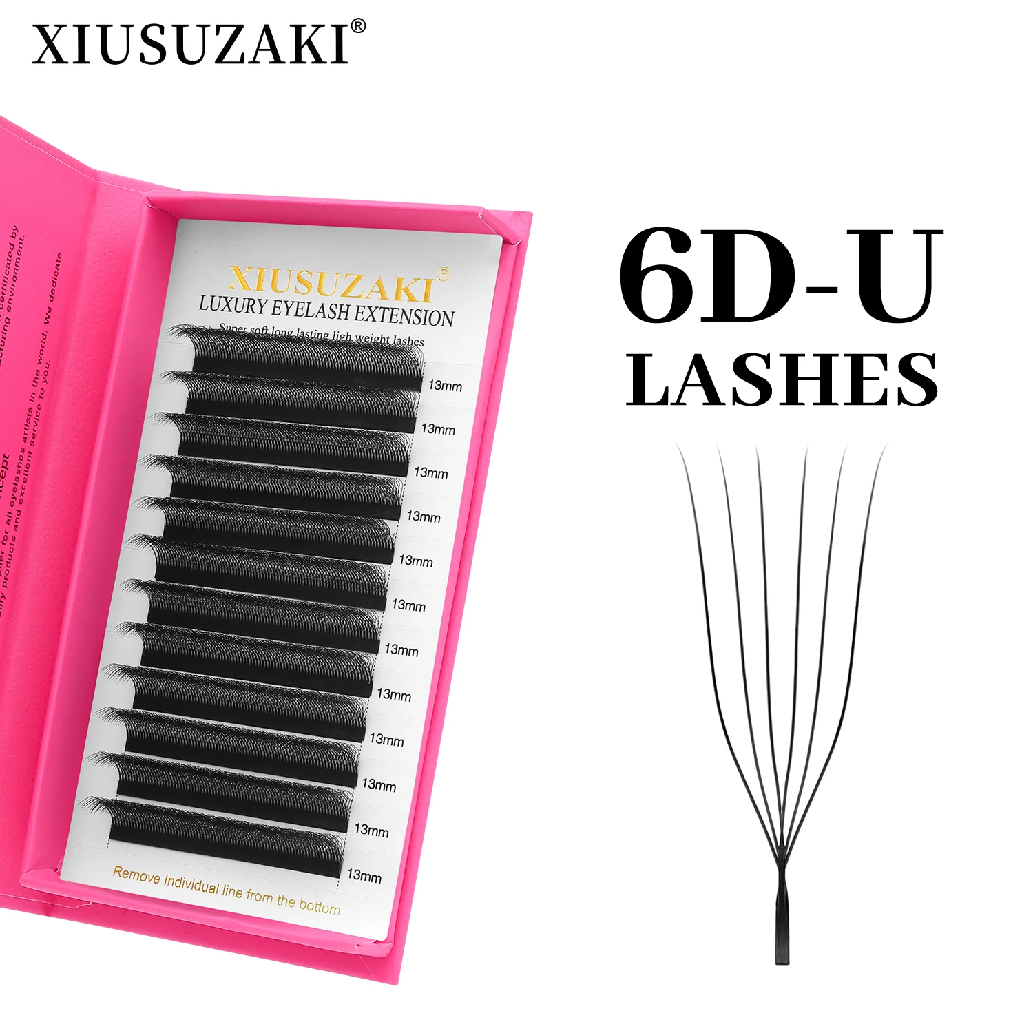 XIUSUZAKI U 6D W Wimpers Extensions Mat Zwart U-vormige 6DW Wimpers Extensions U Wimpers Premade Volume Fans Valse Wimpers