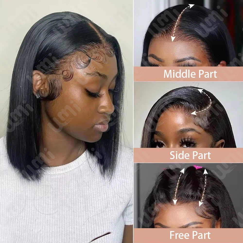 Parrucca brasiliana corta Bob 13x4 Bone Straight HD Trasparente 4x4 Parrucche per capelli umani Parrucca anteriore in pizzo brasiliano Parrucche Bob senza colla