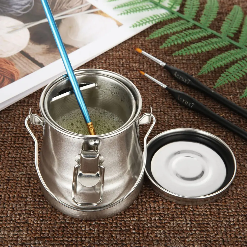 1pc Stainless Steel Paintbrush Cleaner, Portable Paintbrush Cleaner with Lid and Filter, Leak-Proof.