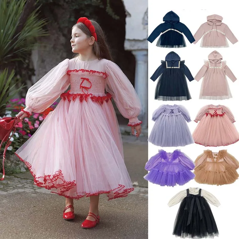 

In Stock 2025 Autumn RAS Baby Girls Mesh Skirt with Hat Sweatshirt Boys Pants Girls Mesh Suit Girls Dress Kids Boutique Clothes