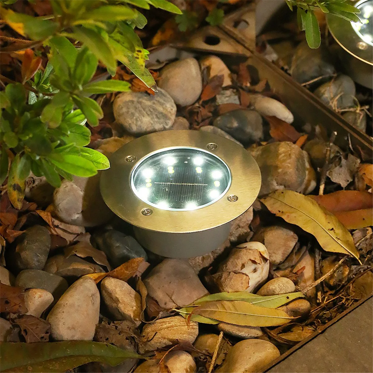 ETRT Solar-Bodenleuchten für den Außenbereich, wasserdichtes Solar-LED-Licht für Garten, Hof, Stufe und Gehweg, kaltweiße LED-Solarleuchten