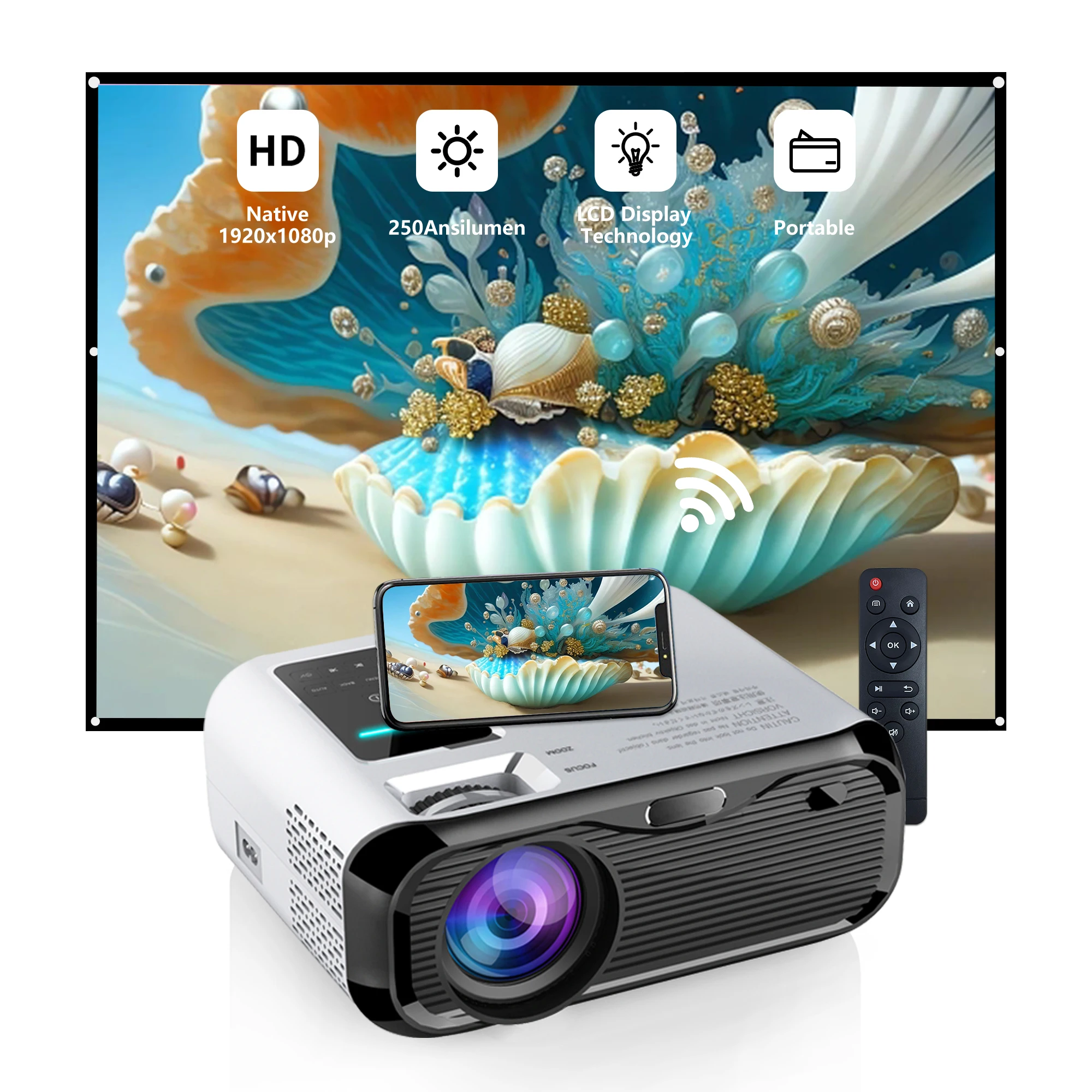 Home Cinema Projector Screen - Javoda E501S Full HD 1080P Smart