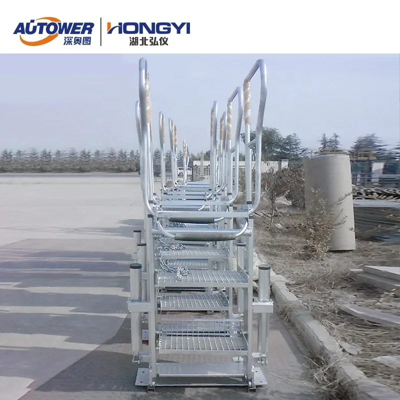 Hot Sell Loft Aluminum Galvanized Ladder Folding Stairs with Spring Cylinder Balance System Step for Skid Platform